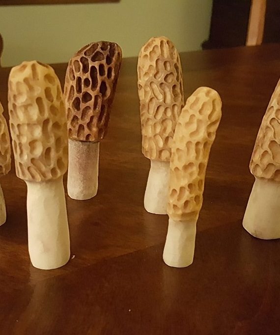 Hand Carved Antler Morels